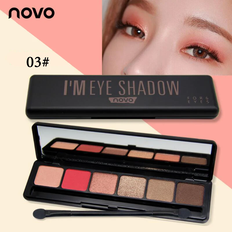 NOVO Light and shadow clever шесть цветов Палитра теней для век с алмазными частицами мульти