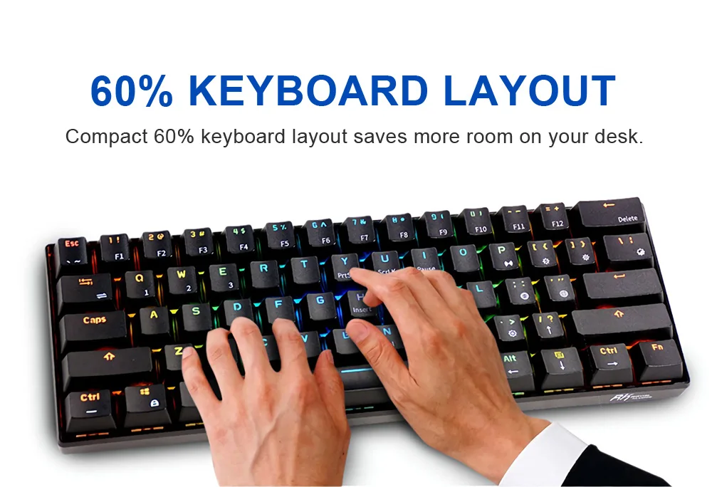 Royal Kludge RK61 эргономичная клавиатура Bluetooth и Проводной Двойной режим 60% RGB светильник Механическая игровая клавиатура для ноутбука планшета