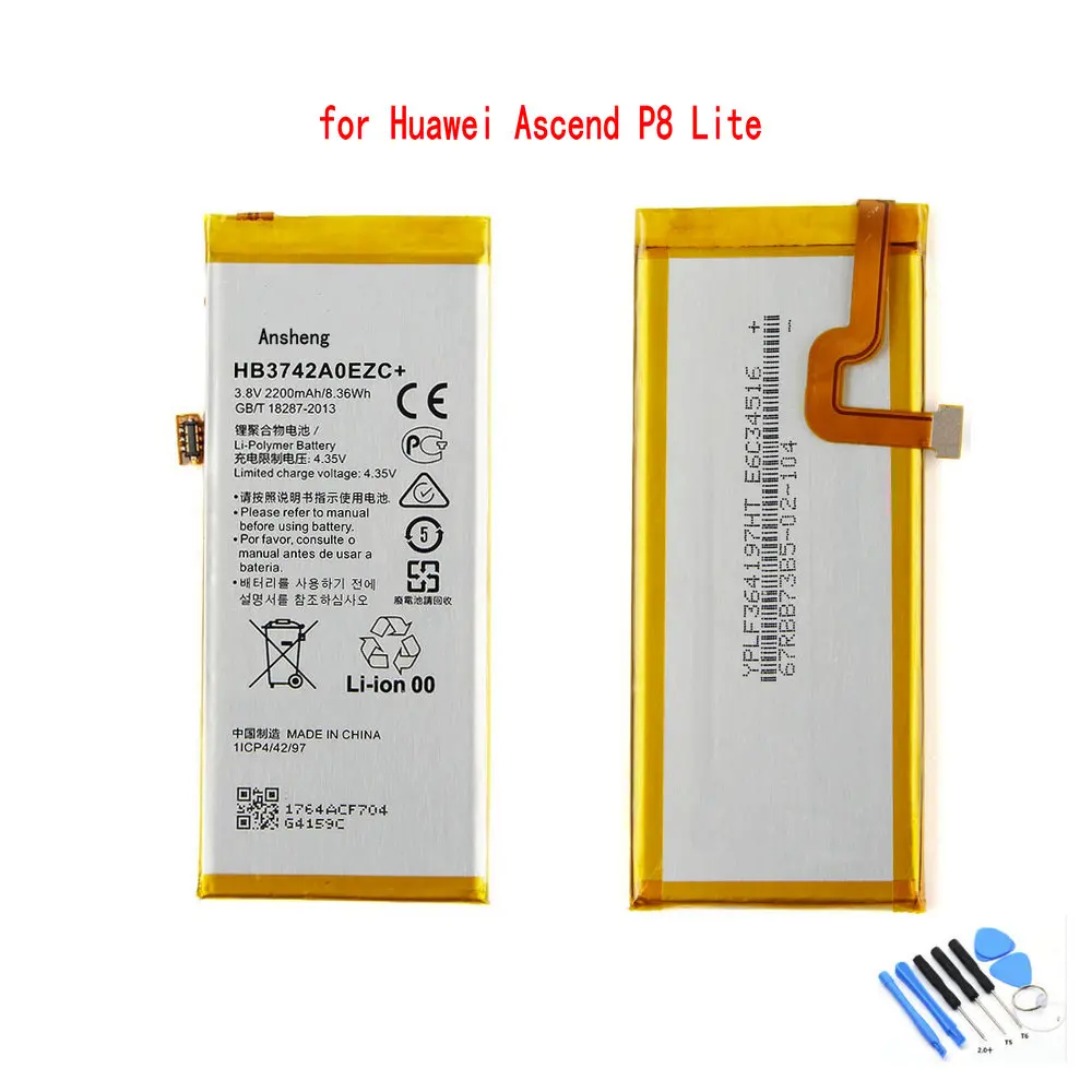 100% Новый оригинальный 2200mAh HB3742A0EZC + аккумулятор для Huawei Ascend P8 Lite 2016 TAG L21 L22 L23 L01 L03 L13