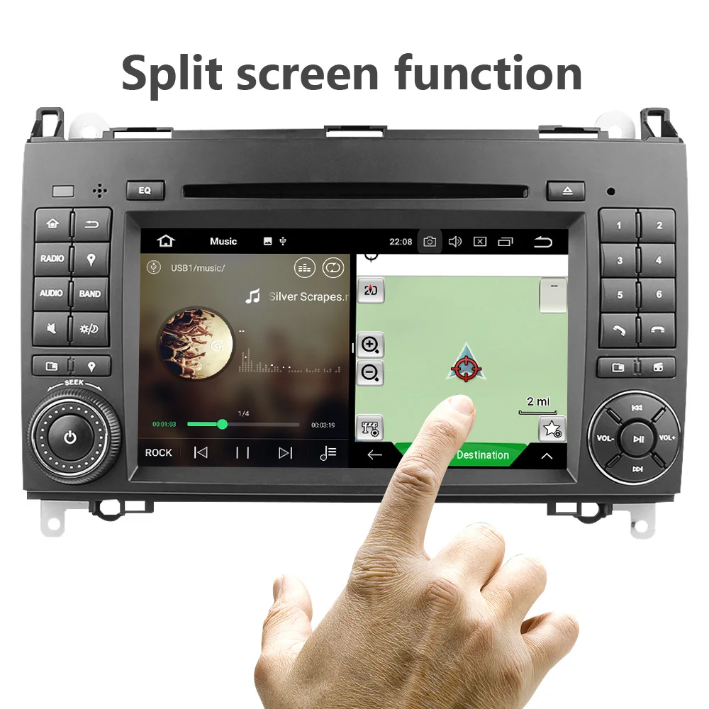 Eunavi 2 Din 7 Android 9.0 Автомобильный DVD-плеер с радио GPS для Mercedes/Benz/Sprinter/W209/W169Viano/Vito/B200/A160 с Wi-Fi стерео.