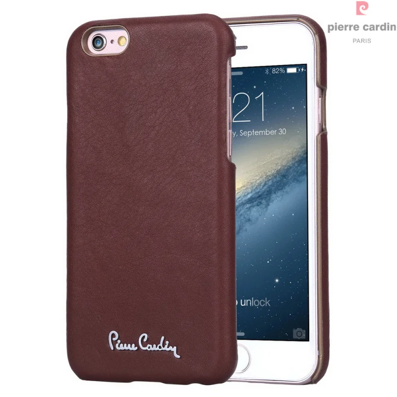 Чехол для телефона Pierre Cardin из натуральной кожи для iPhone 6 6s Plus 5,5 Роскошный металлический чехол с логотипом для iPhone 6 6s 4,7 - Цвет: dark red