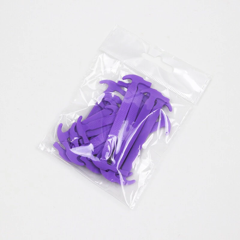 Purple Силиконовые шнурки эластичные без шнурков шнурки для обуви для детей и взрослых уличные кроссовки удобные и быстрые шнурки для обуви 16 шт - Цвет: Purple
