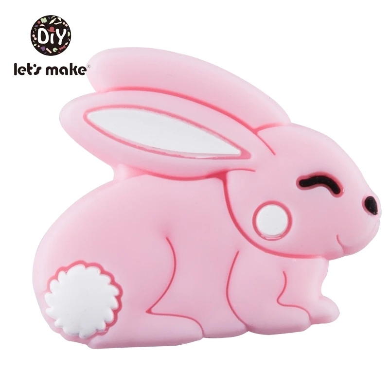 Pink Bunny Давайте сделаем силиконовый Прорезыватель для зубов кролик 50 шт Силиконовые Бусины Мультяшные игрушки DIY бусины для прорезывателя игрушка для детей Детская Игрушка прорезыватель - Цвет: Pink Bunny