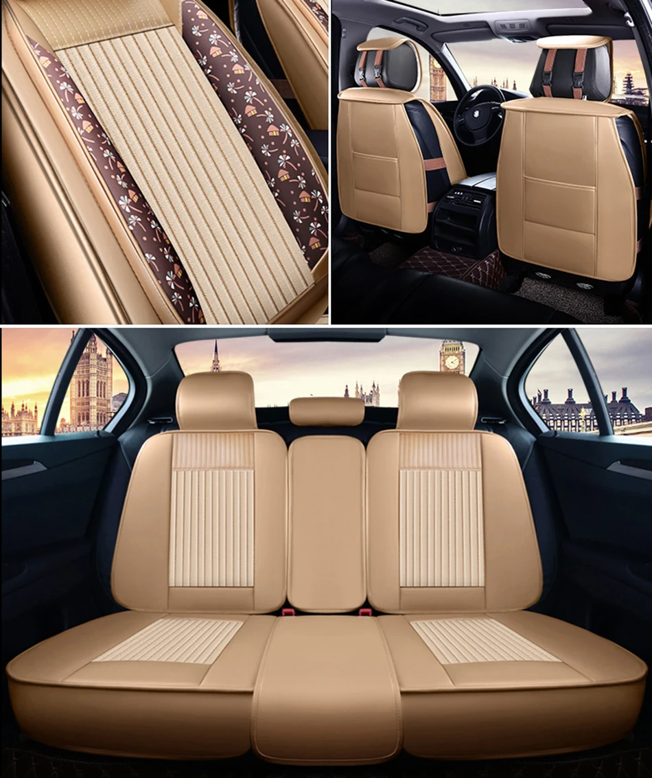 Лен-кожаные чехлы для сидений автомобиля для opel vectra c octavia 2 prado 150 w213 camry mazda cx5 astra g great wall hover h5 автомобиль-Стайлинг