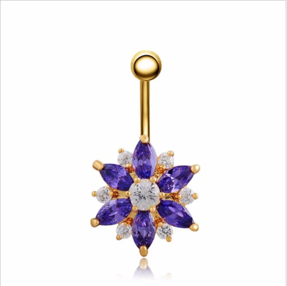 Цветок живот пупок кольцо с цирконами для женщина |