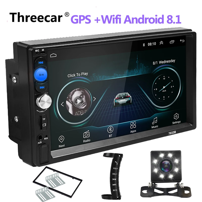 8 all Автомагнитола 2 Din Android 8,0 Автомагнитола 7 дюймов 1024*600 автомобильный аудио плеер gps навигация Wifi Bluetooth мультимедиа плеер новейший - Цвет: 8 all