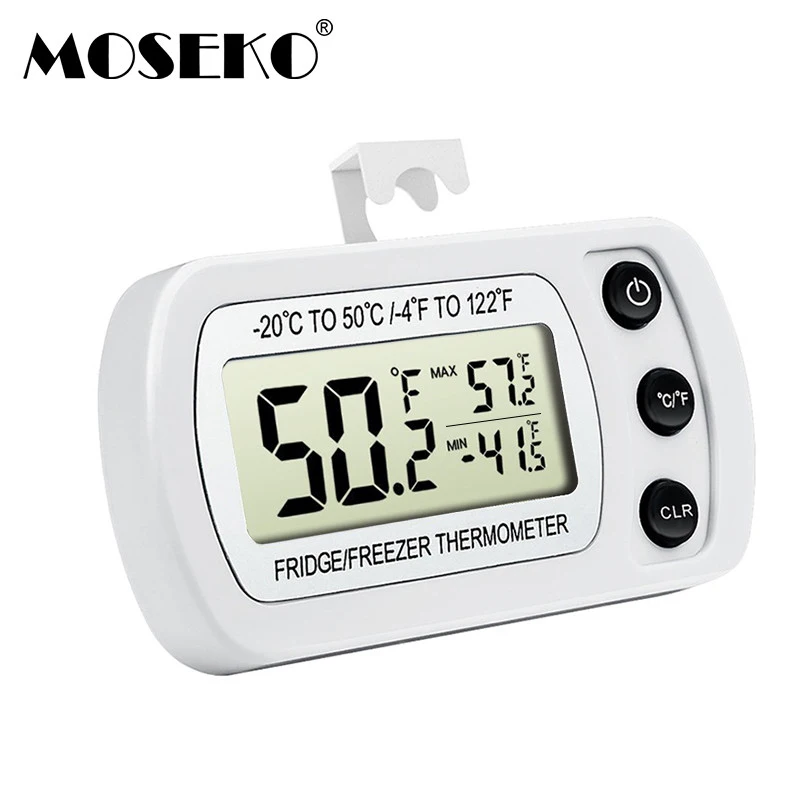 

MOSEKO Waterproof Digital Kitchen Refrigerator Thermometer Fridge Freezer Max/Min Temperature Sensor Meter With Hanging Hook