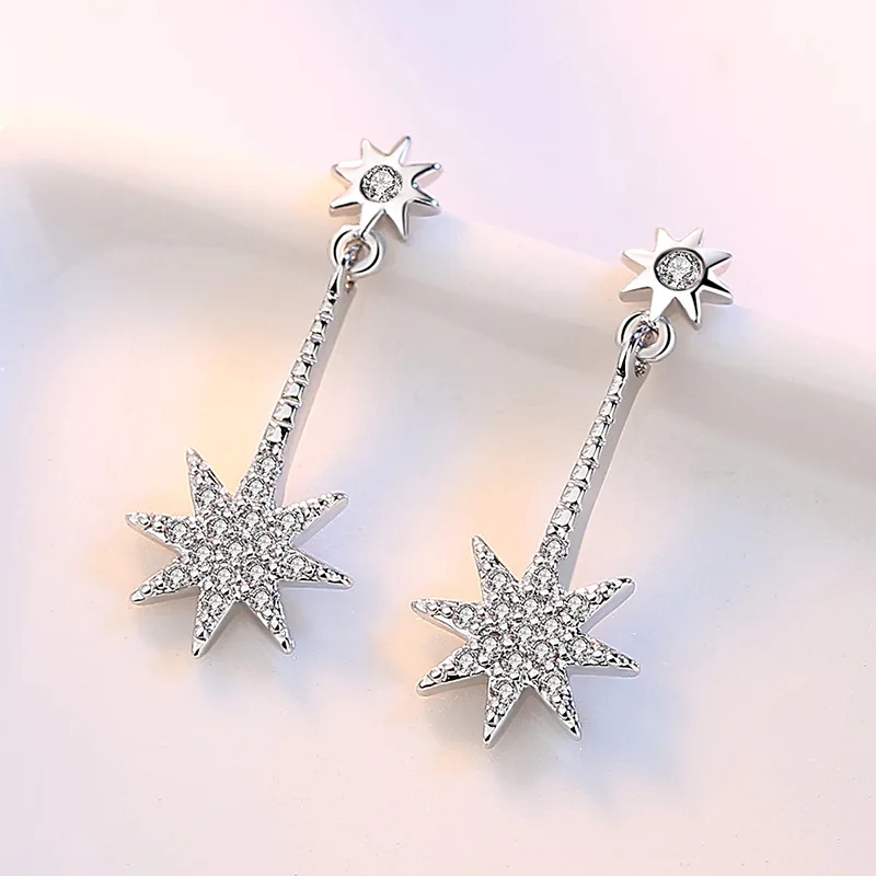 

Женские серьги-гвоздики из стерлингового серебра 925 пробы с блестящими кристаллами, подарок на Рождество, Прямая поставка