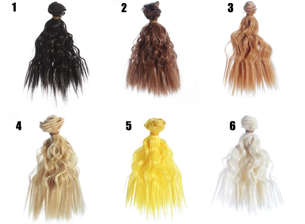 doll wave wig Аксессуары для куклы «сделай сам» волнистые локоны из синтетического волокна парик локоны волосы для кукол парики высокотемпературный BJD кудрявый парик - Цвет: doll wave wig
