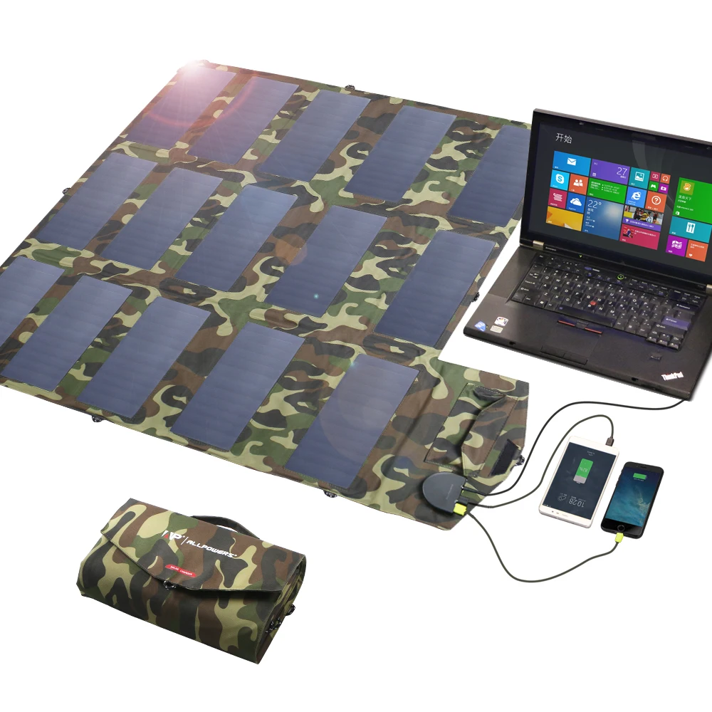 

ALLPOWERS 100W Foldable Solar Panel, Portable Solar Charger (Dual 5v USB with HighTechnology+18v DC Output) for Outdoor, Camping
