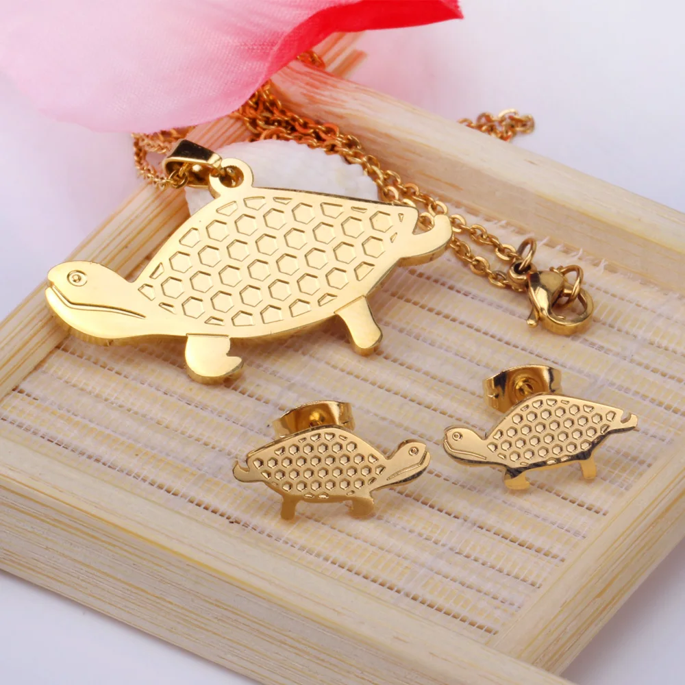 LUXUKISSKIDS ювелирные изделия из нержавеющей стали подвеска черепашка серьги