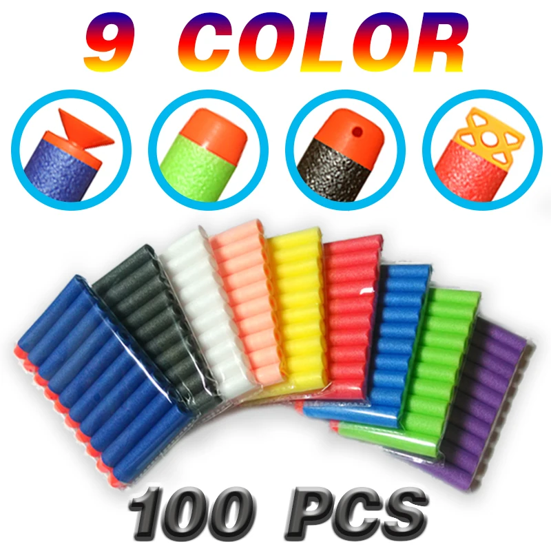 100 шт. 7 2 см дырочку головы пены мягкие пули игрушечный пистолет для игры в Дартс