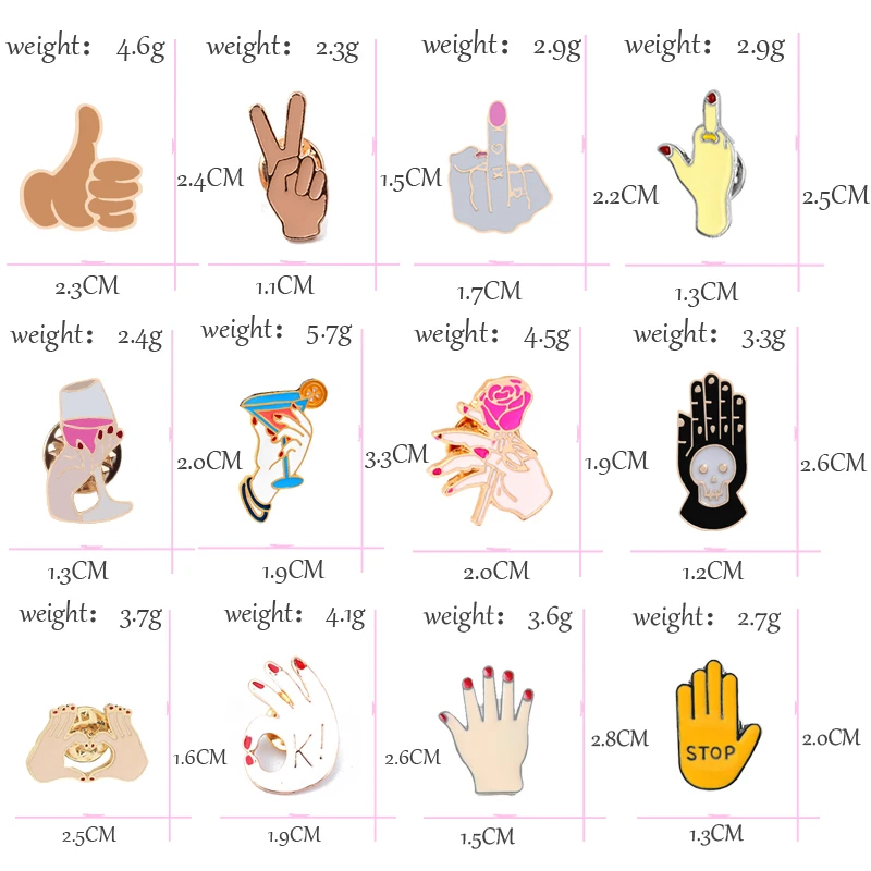 12 стилей модные винтажные металлические булавки и броши на руку эмалированная
