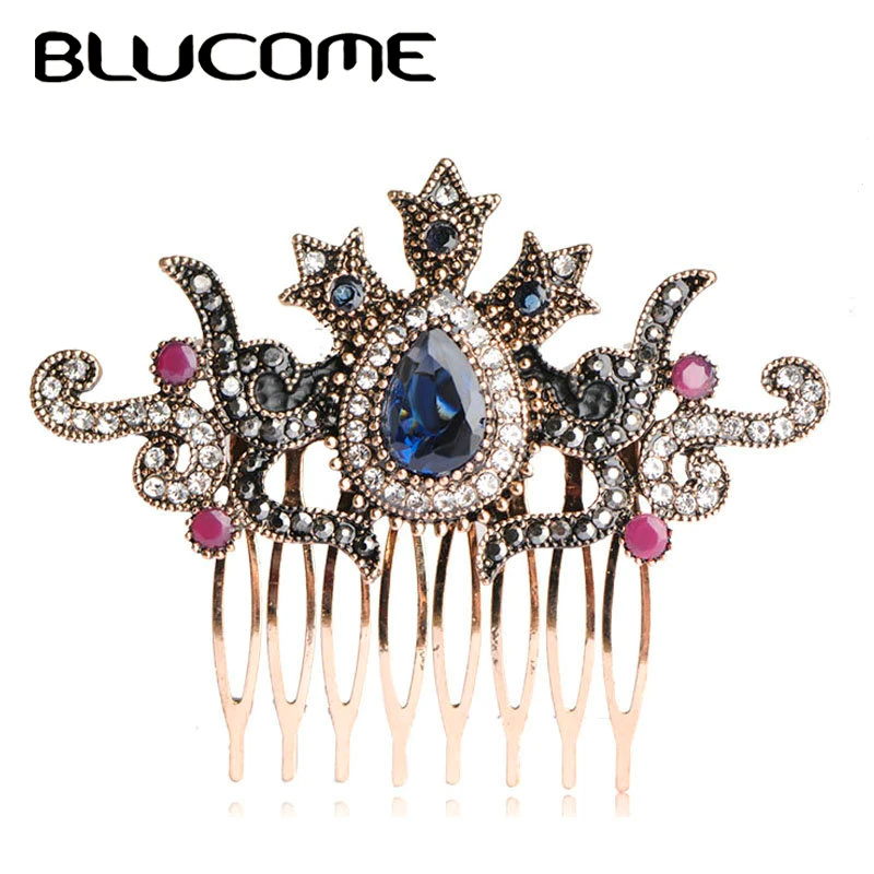Женский гребешок для волос Blucome зеленый в турецком стиле с большими каплями воды
