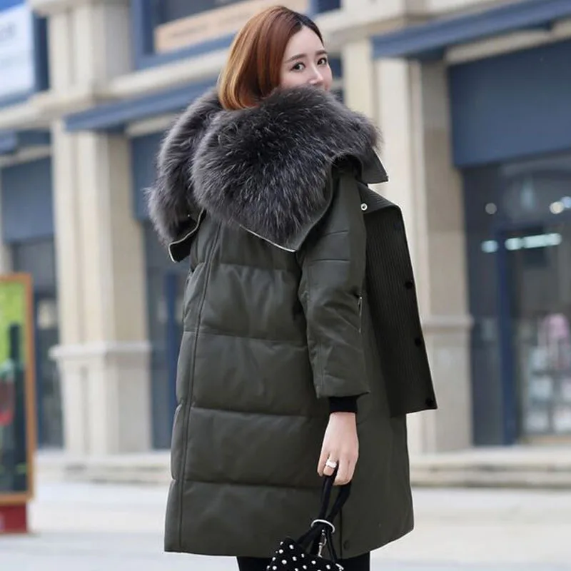 Огромный натуральным енота Мех животных Новинка 2017 года брендовая зимняя куртка