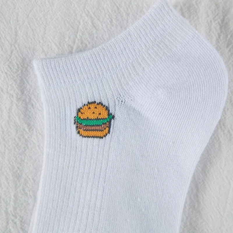 5 пар женские носки однотонные повседневные полосатые с вышивкой модные короткие