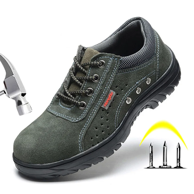 Мужская обувь со стальным носком рабочая безопасная дышащие рабочие ботинки без