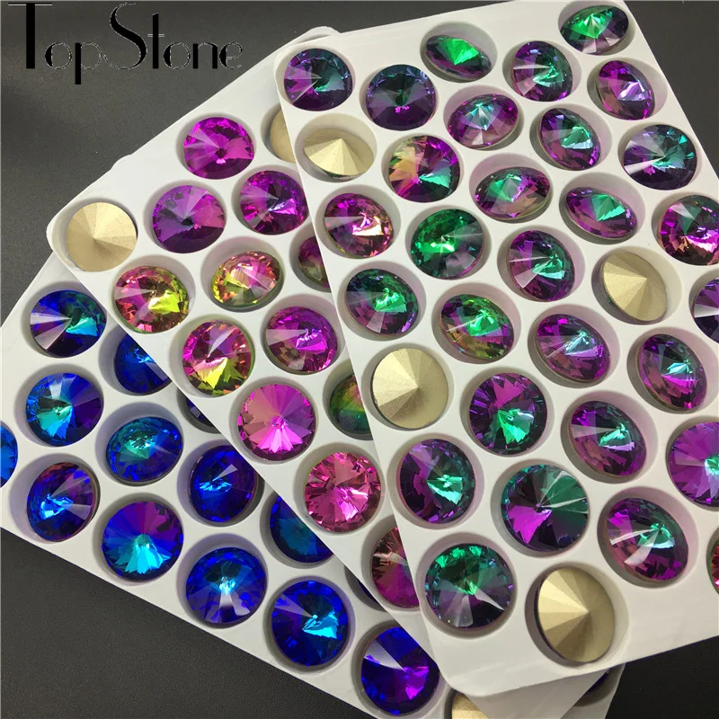Кристальные стеклянные стразы TopStone Rivoli новые цвета вулкана камни бриллианты 8 10 12