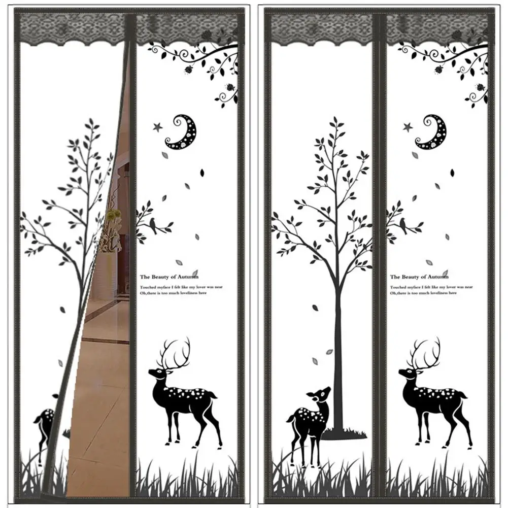 Летняя Магнитная занавеска в клетку с оленем для защиты от насекомых|Экраны и