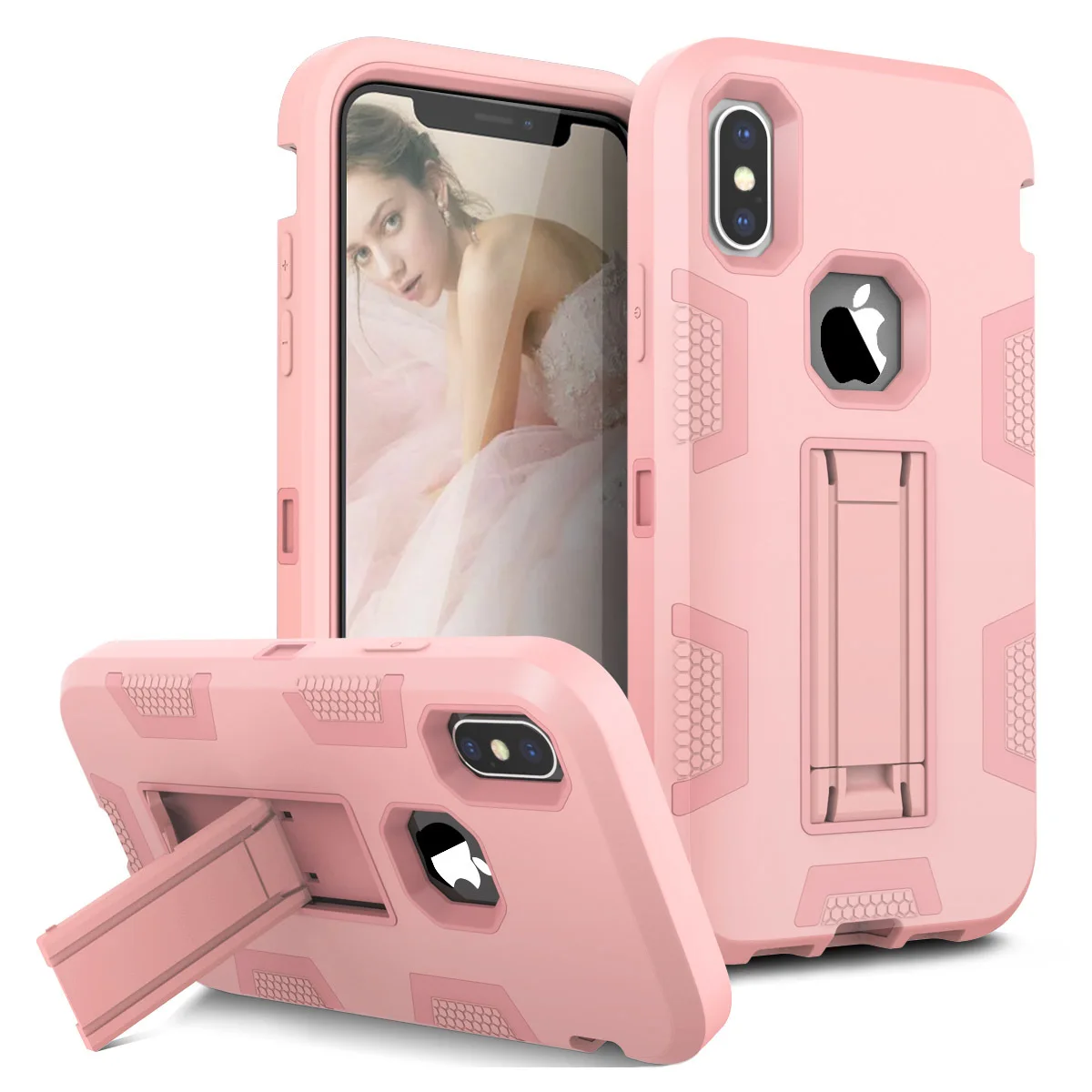GrandEver 2 In 1 Protective Case For Iphone X C2 Hard Black Rose Gold Red Back Cover Stand | Мобильные телефоны и