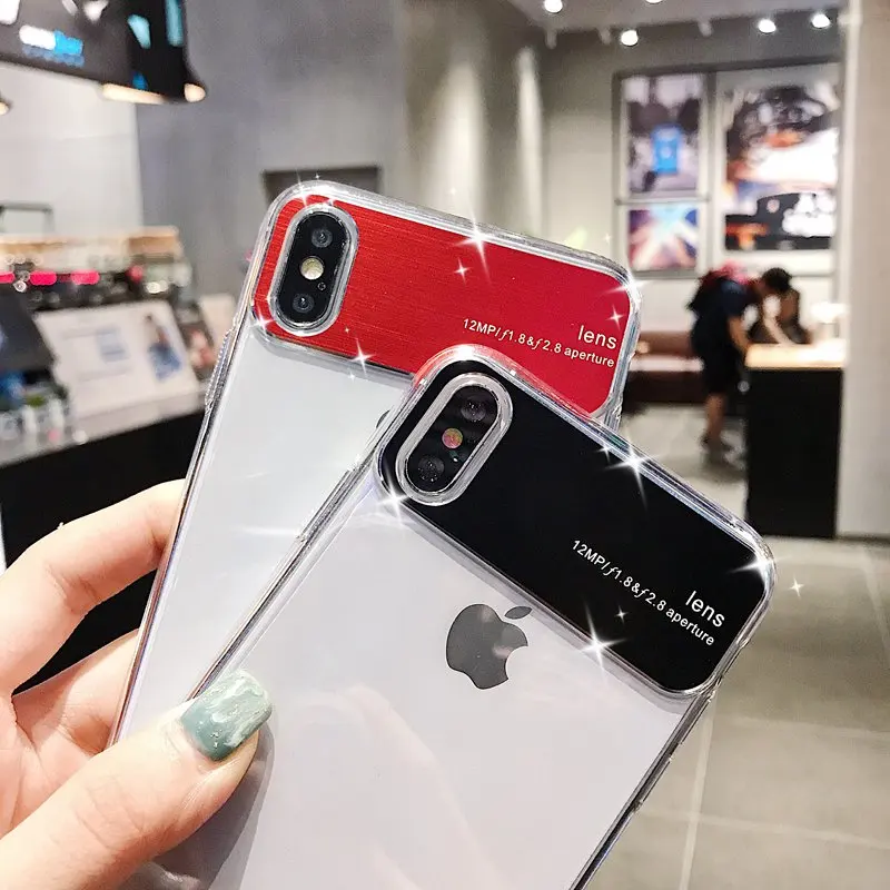 Роскошные прозрачные чехлы с покрытием для iPhone X XR XS MAX Блестящий глянцевый