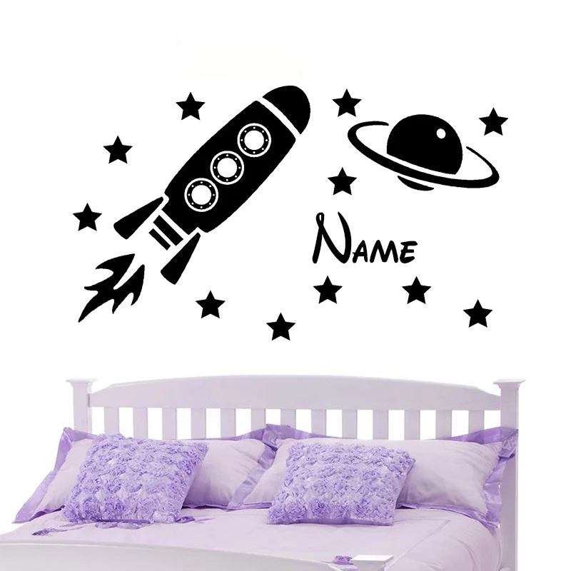 

NEW Alien Stars Space Rocket Wall Sticker Wall Art Nursery Decal Transfer Children's 3 Sizes