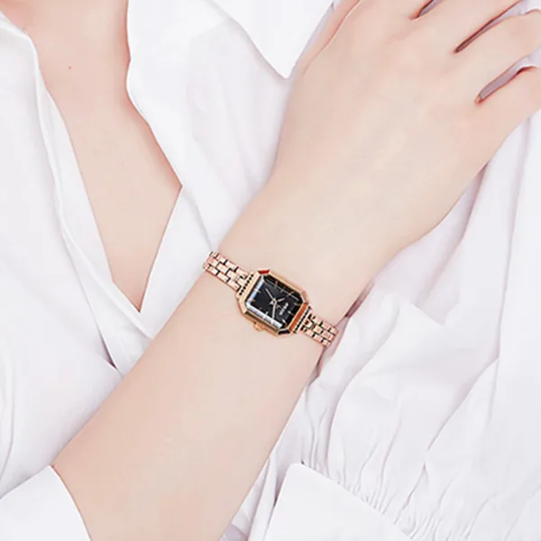 Women's Watch Korean Fashion Rectangular dial Steel metal watchband Bracelet lady wrist quartz watch