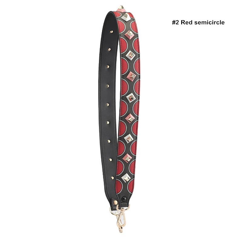 2 Red semicircle Широкий ремень для сумок, ремешки, сумка на плечо, ремень для женщин, сумки на плечо, брендовые ремешки, винтажные заклепки, бандаж для сумки - Цвет: 2 Red semicircle