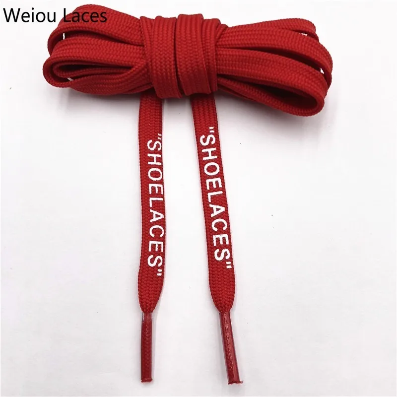 Weiou бренд Off White плоские полиэфирные шнурки печать "шнурки" Зеленый Оранжевый OW подписанные совместно беговые шнурки на заказ