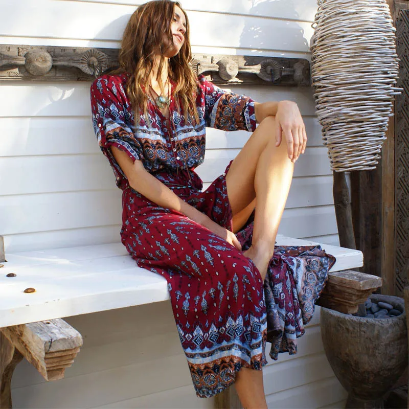 Женское платье туника с длинным рукавом большого размера|maxi dress|bohemian dressmaxi dresses long