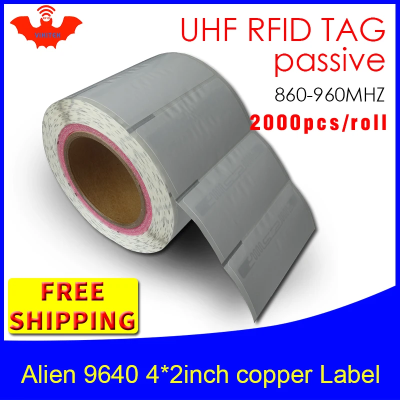 RFID ярлык UHF стикер Alien 9640 EPC6C печатные медные наклейки 915mhz868m Higgs3 2000 шт Бесплатная