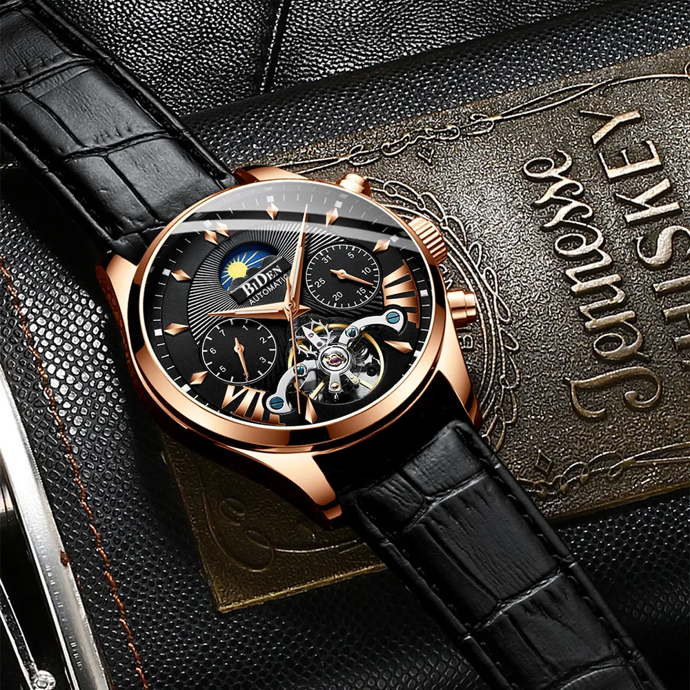 Роскошные автоматические мужские часы механические часы Tourbillon спортивные мужские часы повседневные деловые кожаные часы в ретро-стиле Relojes Hombre