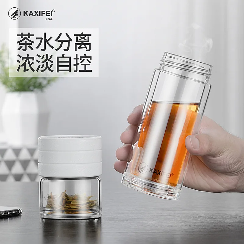 Новинка KAXIFEI стеклянные портативные бутылки для воды с двойными стенками 360 мл стеклянная чашка для заварки чая скалолазание лагерь Тур моя бутылка для напитков