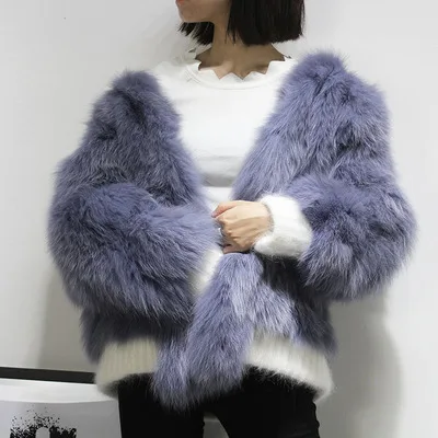 OFTBUY натуральное меховое пальто женская зимняя куртка натуральная Шуба из кролика Рекс теплая куртка Повседневная модная роскошная одежда уличная одежда - Цвет: Синий