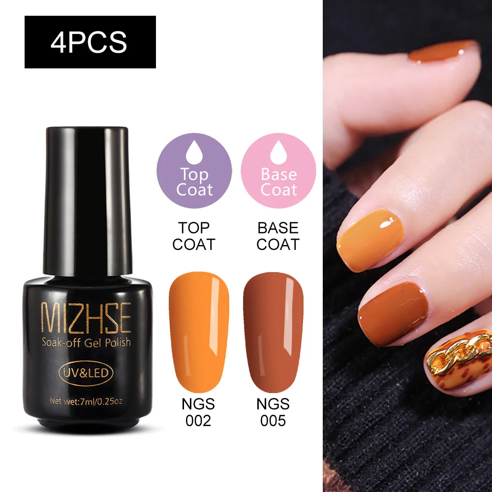 MC-4GELS-09 MIZHSE Набор лаков для ногтей гель лак 7 м УФ гель лак Гибридный гвоздь Art Off Gellak белый Прайм УФ светодиодный Топ все для маникюра Базовое покрытие - Цвет: MC-4GELS-09