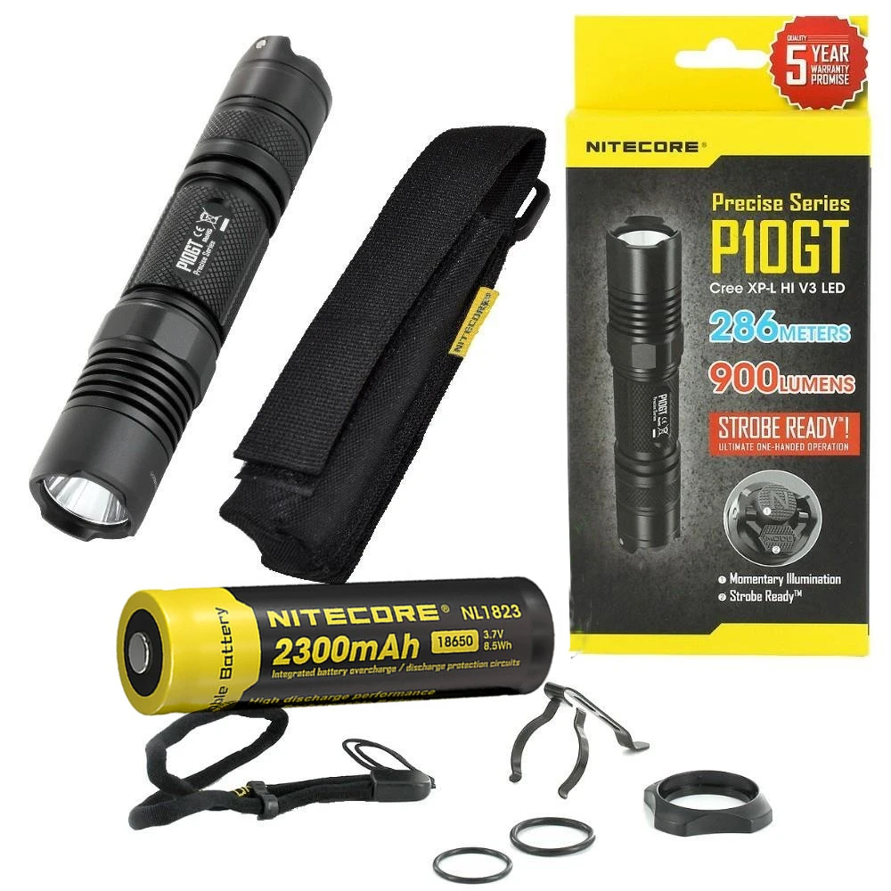 Внешняя вспышка NITECORE P10GT CREE XP L HI V3 LED макс. 900 люмен 286 м тактисветильник батарея 2300