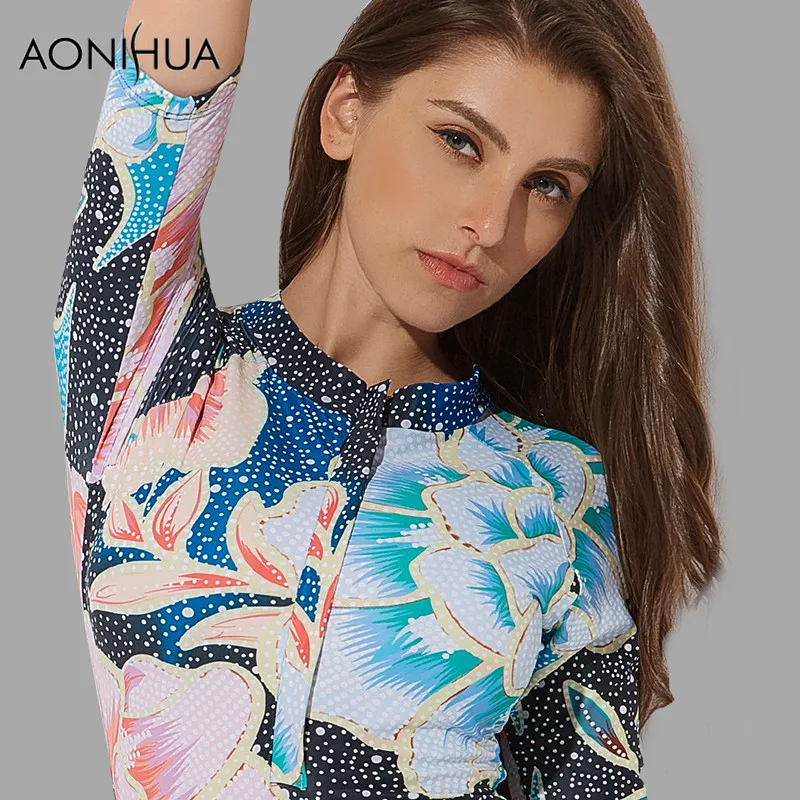Aonihua 2017 с цветочным принтом Одна деталь плавать Костюмы Для женщин Дизайн Ближний