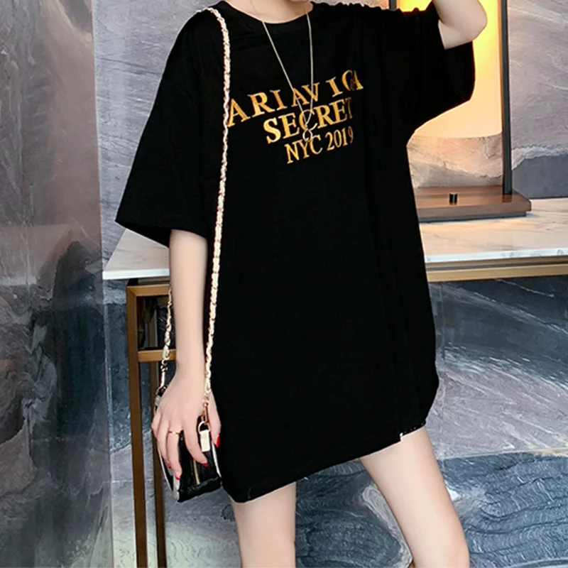 Женские черные футболки с коротким рукавом новые летние свободные тонкие