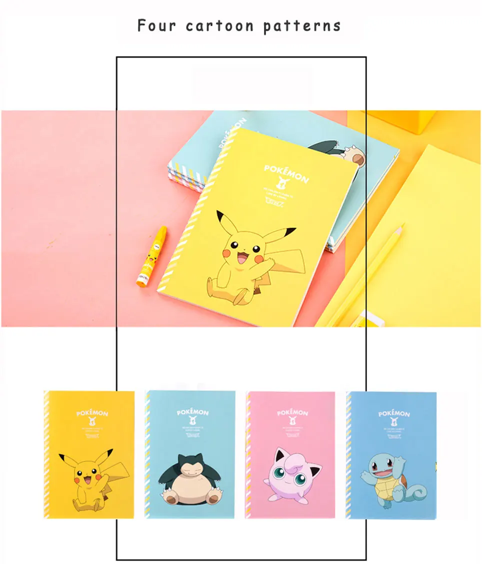 Deli pokemon сшитый переплет записная книжка бумага Милый Пикачу четыре цвета мультфильм дневник тетрадь книга кавайи школьные канцелярские принадлежности