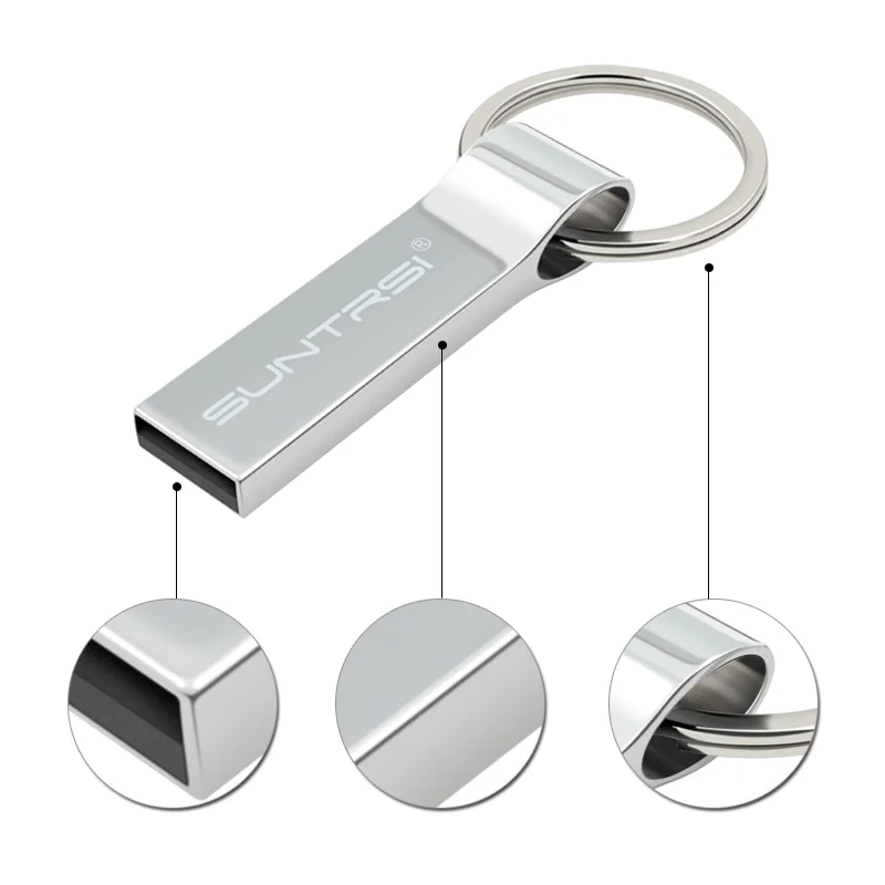 Suntrsi USB Flash Drive 64 ГБ металлические стальные накопитель Высокая скорость pendrive брелок usb флэш-накопитель памяти usb флэш