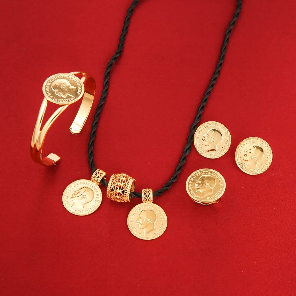 Набор ювелирных изделий с монетами из эфира 24 к золотого цвета для свадьбы и