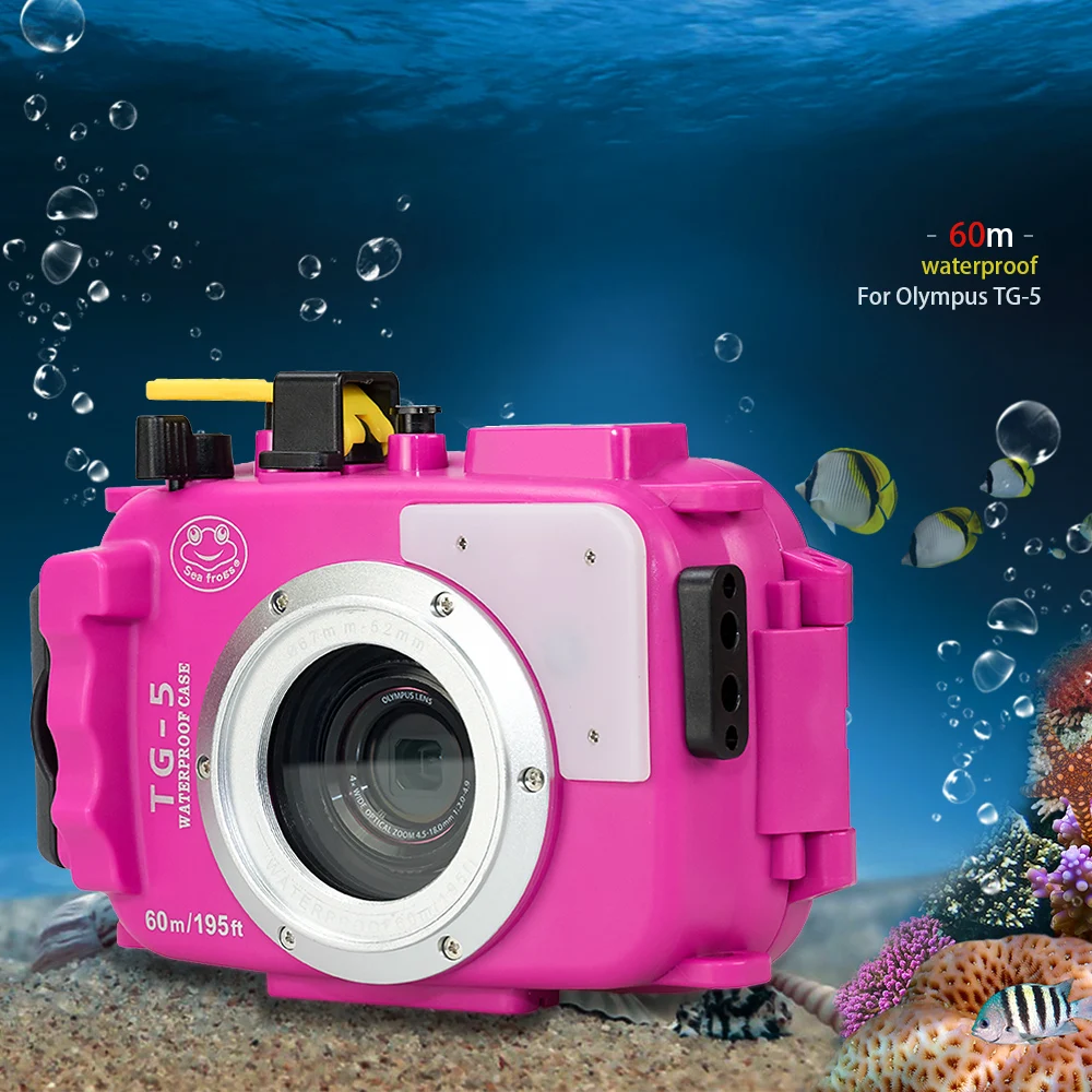 Подводная камера Seafrogs 195FT/60 M, водонепроницаемый корпус для дайвинга, чехол для Olympus TG-5, водонепроницаемая черная камера, сумка для дайвинга, 3 цвета
