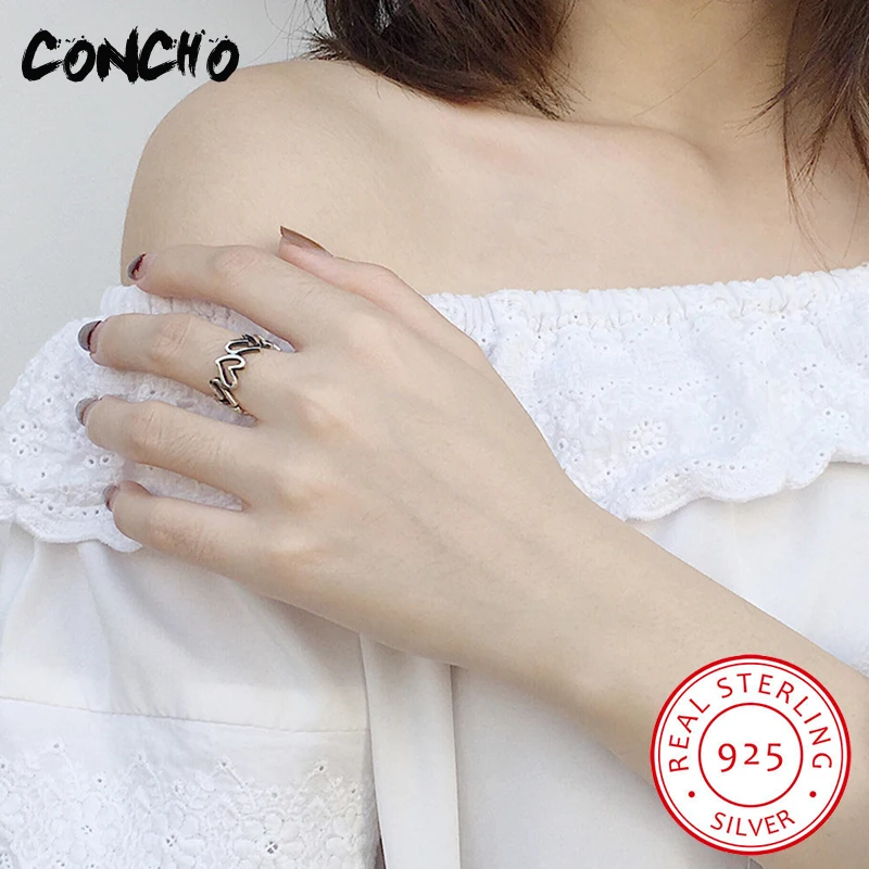 2018 Sale Promotion Bands Party Anel Feminino Concho Jewelry 925 Sterling Heart Open Rings For Women | Украшения и аксессуары