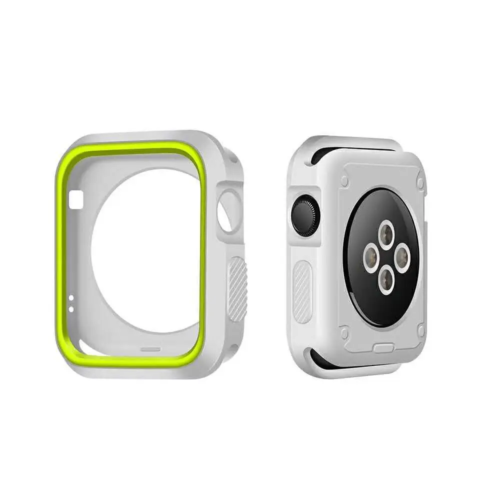 Мягкий силиконовый бампер из ТПУ с покрытием для Apple Watch, защитный чехол 38 мм 42 мм для iWatch Series 1 и 2 и 3 - Цвет ремешка: grey green