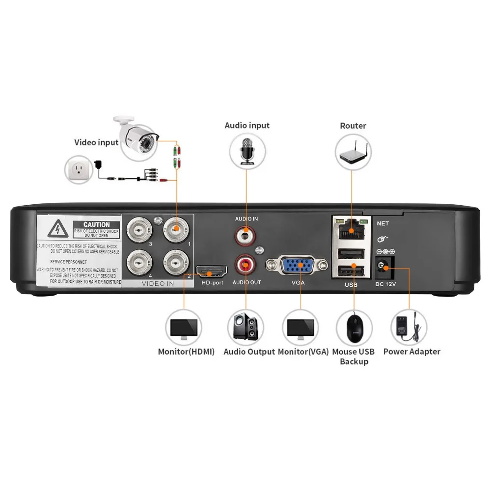 4CH видео регистратор H.264 DVR HD 2000TVL настоящие камеры с таймером наружная камера
