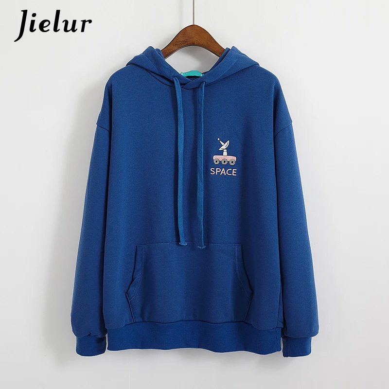 Jielur Kawaii мультфильм вышивка Kpop женские толстовки с капюшоном сезон осень весна