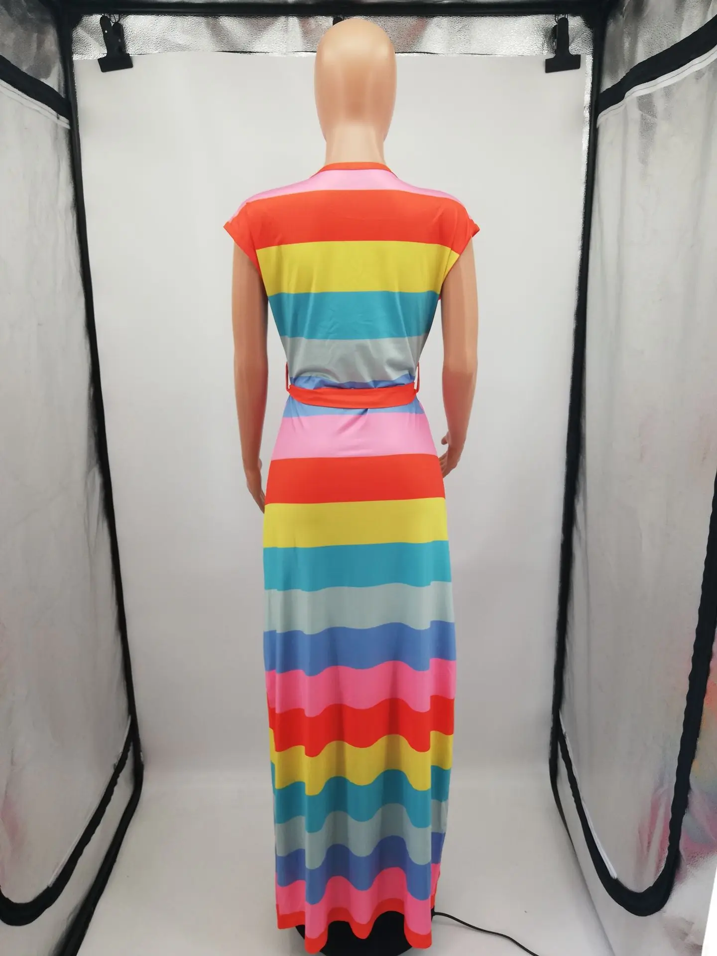 Женские платья летнее Милое сексуальное Повседневное платье в радужную полоску