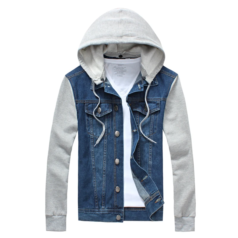 

Autumn Blue Mens hooded jacket Fashion Casual men Denim Jackets Large Size S-5XL Hooded Jacket Men Male Coats