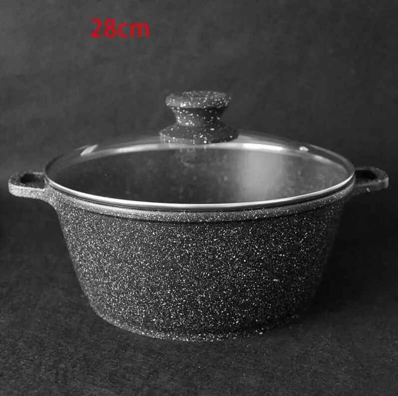 28CM Суповый горшок с антипригарным покрытием, кастрюля, кухонная посуда, кастрюля для соуса, кухонные кастрюли для приготовления пищи, жаровня, кастрюля, faitout - Цвет: 28CM