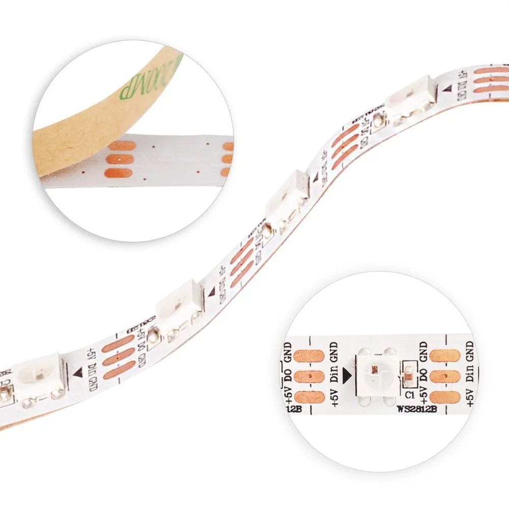 Полный мечта Цвет RGB полосы света WS2812 WS2812B IC 5 В Smart индивидуально адресуемых Pixel